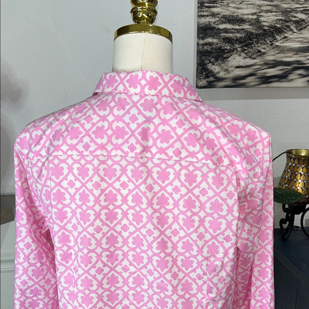 Talbots Pink Geometric Button Down Shirt - Picture 9 of 12